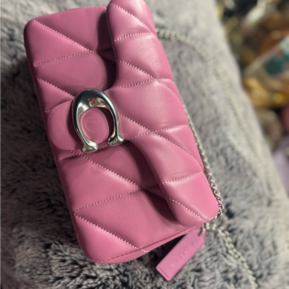 Coach Pink Quilted Leather mini crossbody bag in flamingo pink